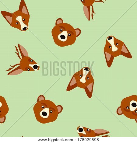 Vector seamless pattern of color animals for kids