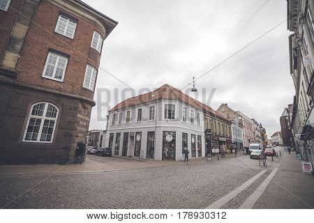 Downtown Square In Haderslev City In Denmark