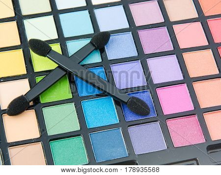 Professional makeup palette isolated on white background