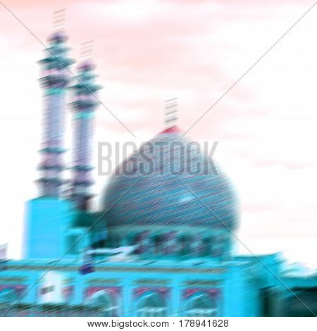 In Iran  And Old Antique Mosque    Minaret
