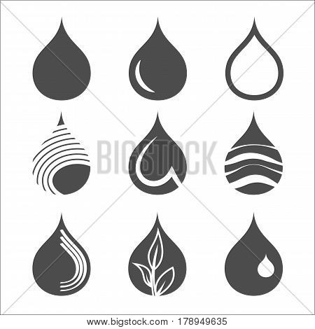 Drop icon set. Vector illustration Isolated on white background.