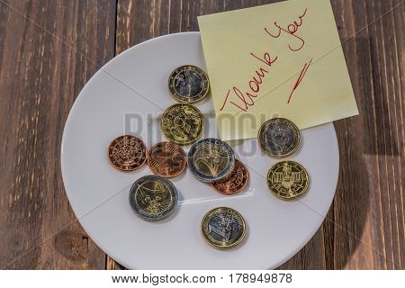 plate with coins