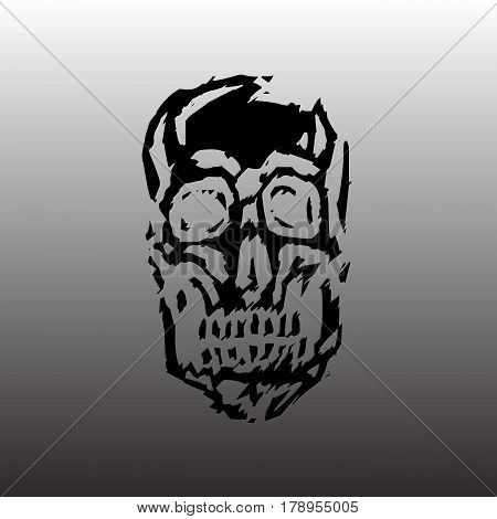 Cracked spooky skull. Horror character. Creepymask. Vector illustration