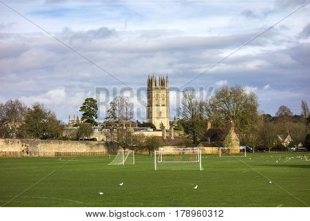 Playground And Chapel Tower Of Merton College. Oxford University, Oxford,