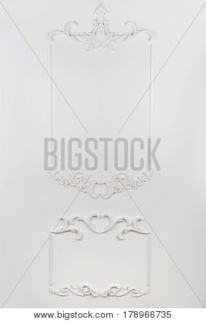 White beautiful rectangular stucco on white isolated background