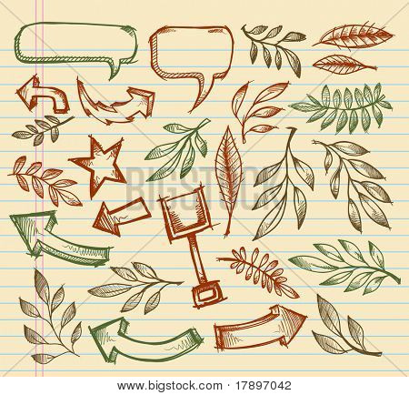 Mega Notebook Doodle Sketch Vector Illustration Set