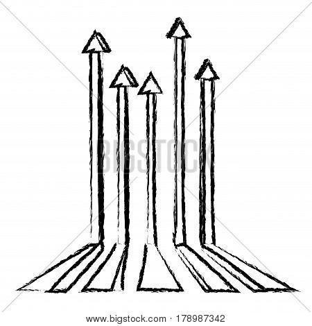background sketch with tridimensional strips with arrowheads vector illustration