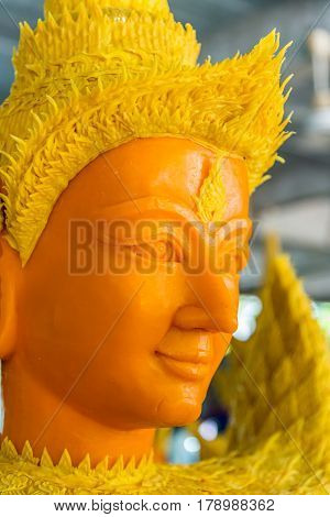 Thai literature goddess made from wax for marhing in candle festival in Ubonratchthani Thailand