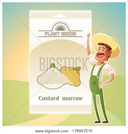 Vector image of the Pack of Custard marrow seeds