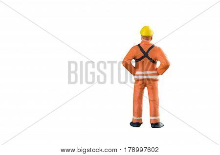 Miniature People Engineer And Worker Occupation Isolated With Clipping Paht On White Background. Ele