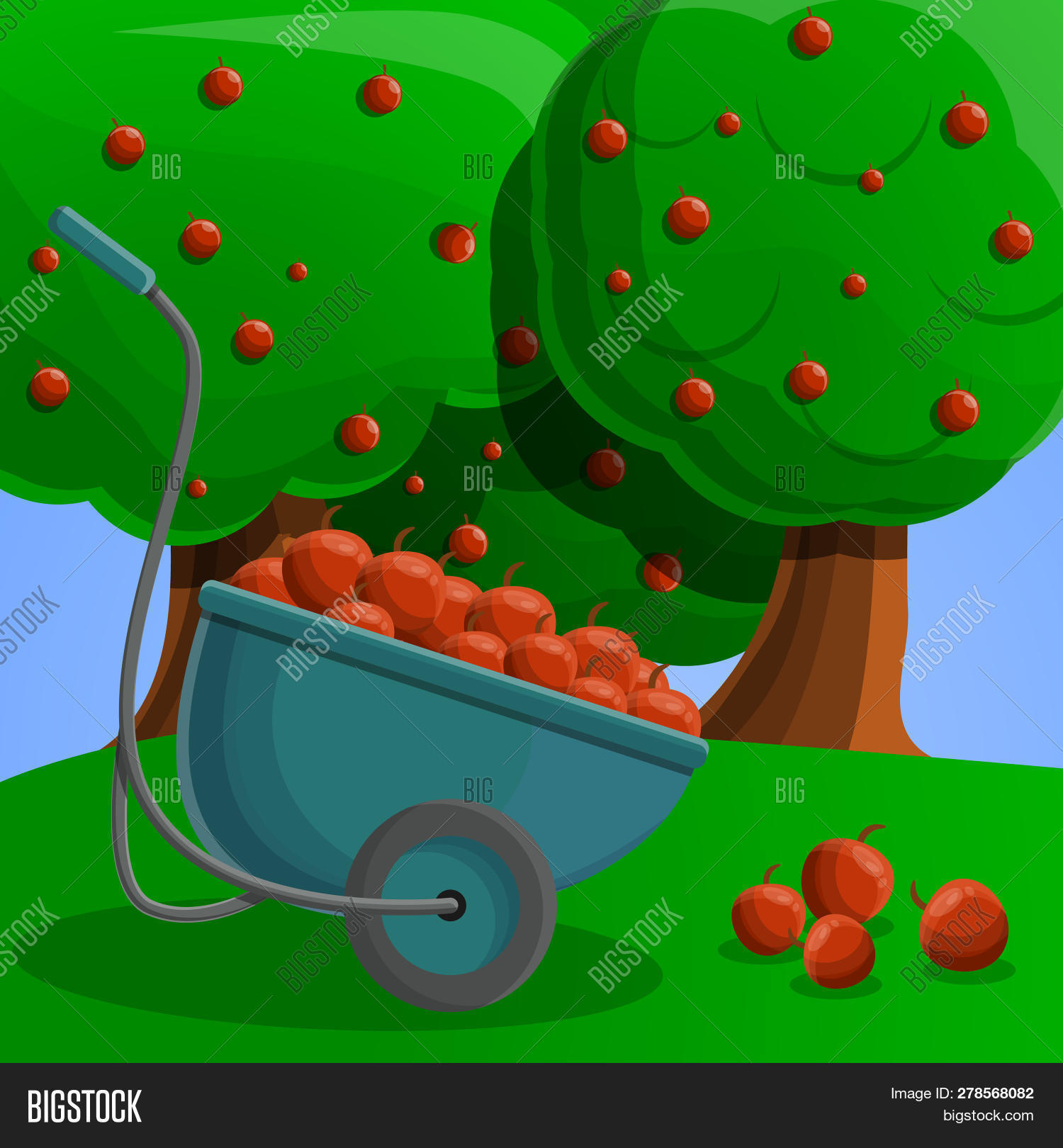 Wheelbarrow Red Apple Image Photo Free Trial Bigstock