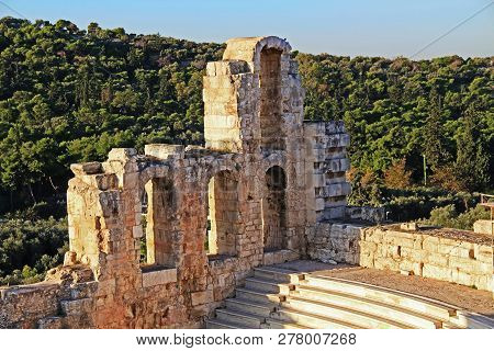 Theater Of Odeon Of Herodes Atticus On The Acropolis In Athens, Greece.