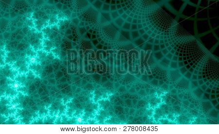 Aqua Effect Of Turquoise Fractal Background With Lingt Lace