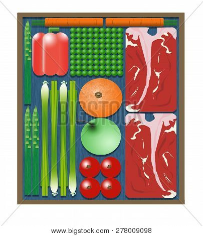 Here Is An Illustration Of Pre-packaged Cook At Home Meal Kits That Are Delivered To. Your Door. It 
