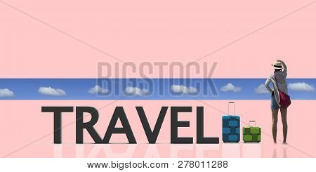 3D Rendering Travelling Bag With Nice Background Light Color