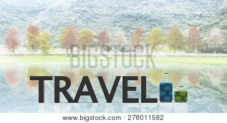3D Rendering Travelling Bag With Nice Background Light Color