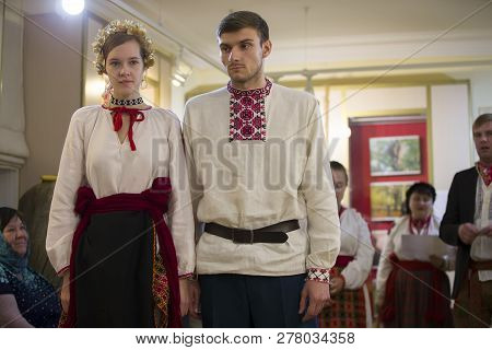 Belarus, Gomel, November 24, 2018.reconstruction Of The Ancient Slavic Belarusian Ukrainian Wedding 