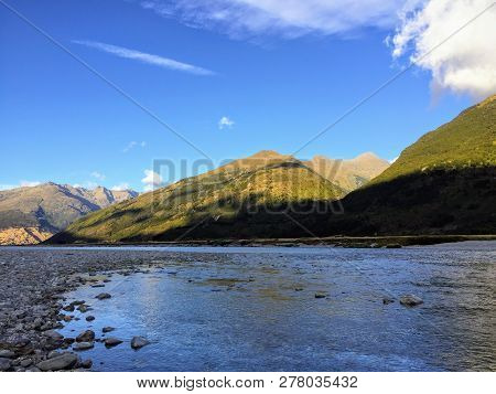 A Beautiful View Of The Makarora River In Mount Aspiring National Park On The South Island Of New Ze