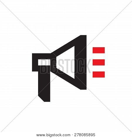 Loudspeaker - Black Icon On White Background Vector Illustration. Advertising Promotion Information 