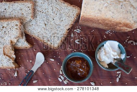 A Tasty And Healthy Breakfast In A Wooden Table