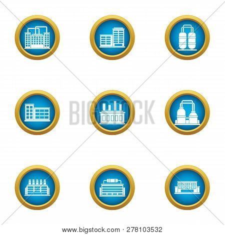 Metal Granary Icons Set. Flat Set Of 9 Metal Granary Icons For Web Isolated On White Background