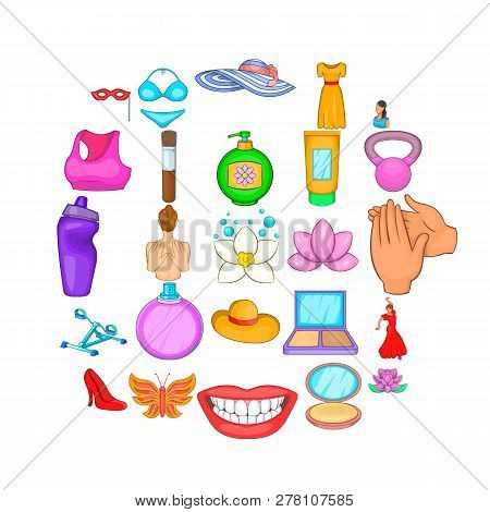 Loveliness Icons Set. Cartoon Set Of 25 Loveliness Icons For Web Isolated On White Background