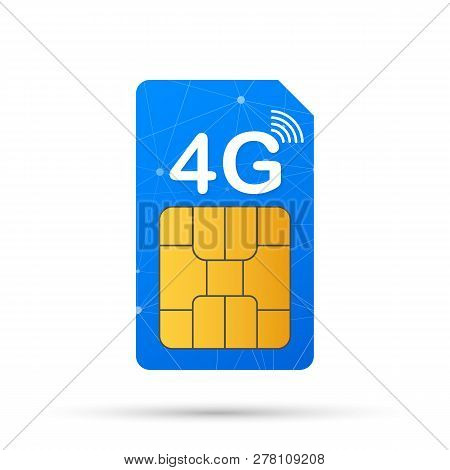 4g Sim Card. Mobile Telecommunications Technology Symbol. Vector Stock Illustration.