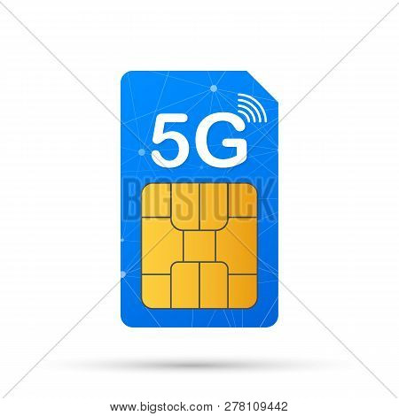 5g Sim Card. Mobile Telecommunications Technology Symbol. Vector Stock Illustration.