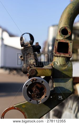 Aiming Device For Military Rocket Launcher. Outdoor Military Vehicles Museum. Aiming Device For Miss