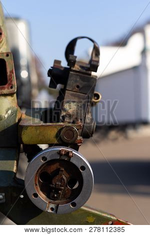 Aiming Device For Military Rocket Launcher. Outdoor Military Vehicles Museum. Aiming Device For Miss