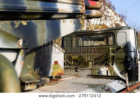 Aiming Device For Military Rocket Launcher. Outdoor Military Vehicles Museum. Aiming Device For Miss