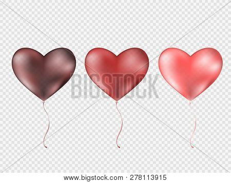Balloons Heart Isolated On Transparent Background. Rosted Party Balloons For Event Design. Balloons 