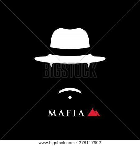 Simple Portrait Of Italian Mafioso In Hat. Vector Man Icon.