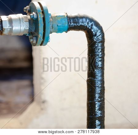 Drinking Water Supply System. Old Pipeline. Composite Repair. Picture Taken In Ukraine. Kiev Region.