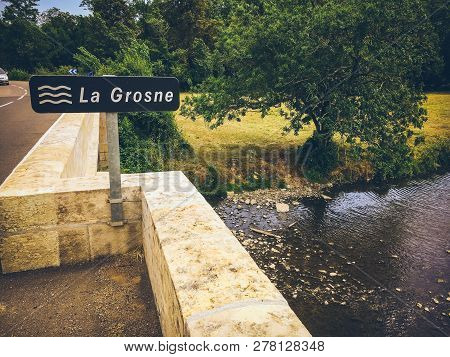 July 19, 2017. Village Ameugny France Burgundy Region In Summer. Old Stone Facade Of The Apartment B