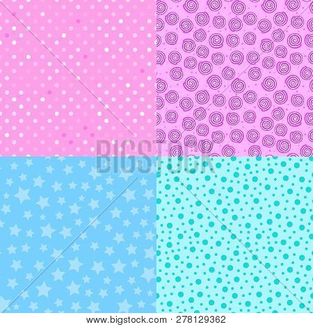 Set Seamless Pattern Abstract Cute Texture. Vector Illustration Concept Slime Background