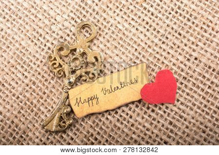 Love Concept For Valentine's Day On A Dry Leaf