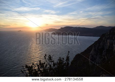 Landscape With Sunset By The Sea In France