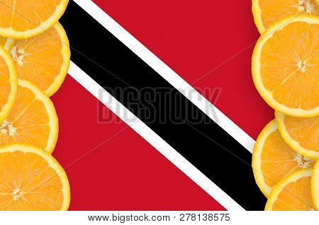 Trinidad And Tobago Flag  In Citrus Fruit Slices Vertical Frame