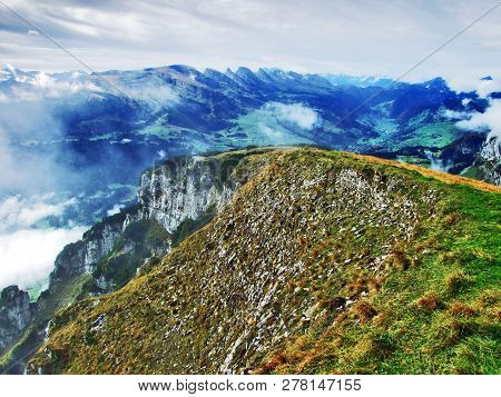 The Grassy-rocky Elongated Peak Gulme Or Gulmen In The Alpstein Mountain Range - Canton Of St. Galle