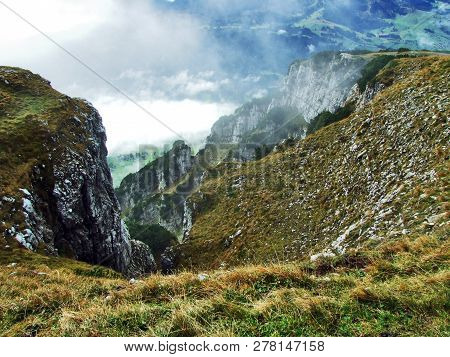 The Grassy-rocky Elongated Peak Gulme Or Gulmen In The Alpstein Mountain Range - Canton Of St. Galle