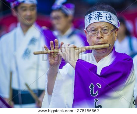Tokyo - Aug 26 : Participants In The Awa Odori Festival In Tokyo, Japan On August 26 2018. Awa Odori
