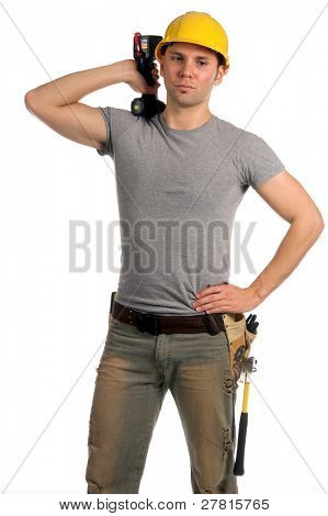 ช่างก่อสร้างในการยากหมวกและเครื่องมือเข็มขัด screwgun ไร้สาย