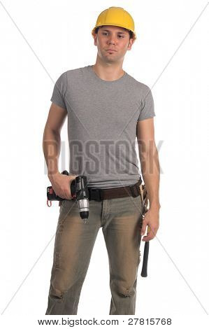 ช่างก่อสร้างในการยากหมวกและเครื่องมือเข็มขัด screwgun ไร้สาย