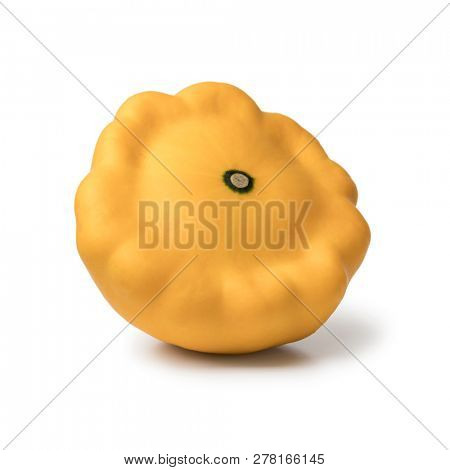 Single whole yellow pattison isolated on white background