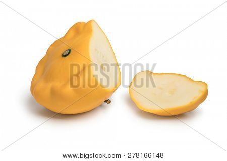 Yellow pattison and a slice isolated on white background