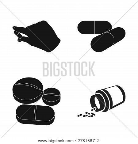 Vector Illustration Of Pill And Medicine Sign. Collection Of Pill And Vitamin Stock Vector Illustrat
