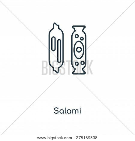Salami Icon In Trendy Design Style. Salami Icon Isolated On White Background. Salami Vector Icon Sim