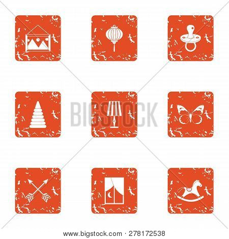 Boyishness Icons Set. Grunge Set Of 9 Boyishness Icons For Web Isolated On White Background