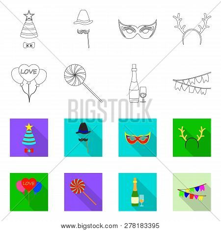 Vector Illustration Of Party And Birthday Logo. Collection Of Party And Celebration Stock Vector Ill